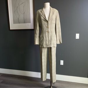 Vintage Giorgio Armani High-Waist Plaid Suit — Wool Blend, Modern Minimalist Fit
